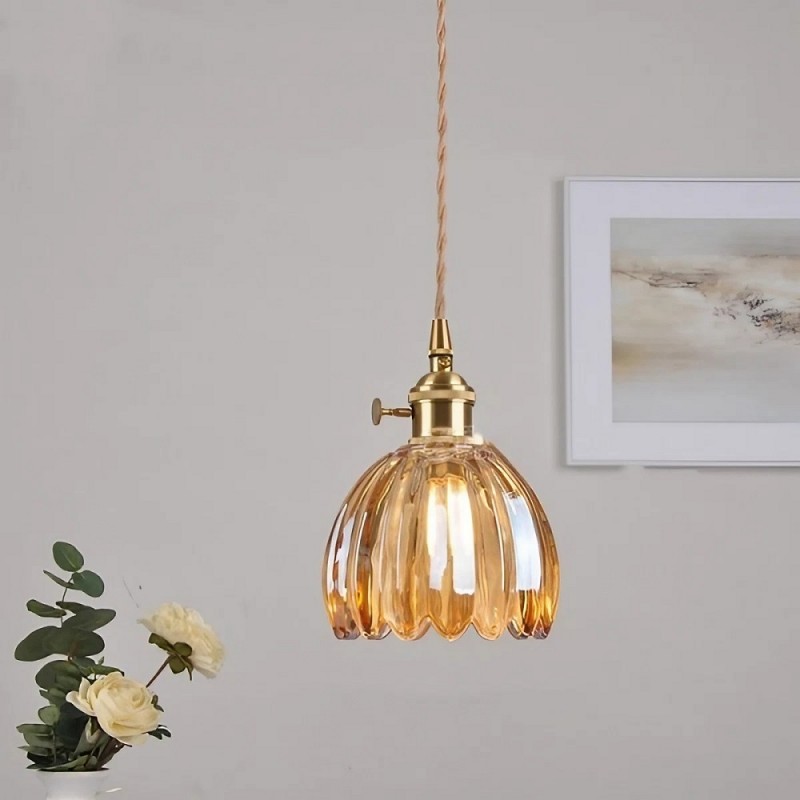 Vintage Glass Flower Pendant Lamp