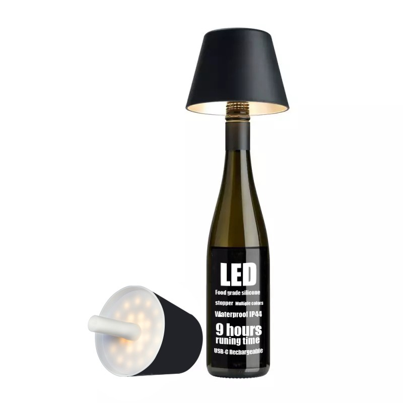 Creative Cordless Rechargeable Wine Bottle Lamp Head Top Table Lamp KiKi Lighting
