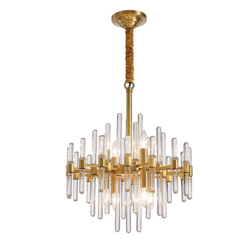 Brass Chandelier with Clear Glass...