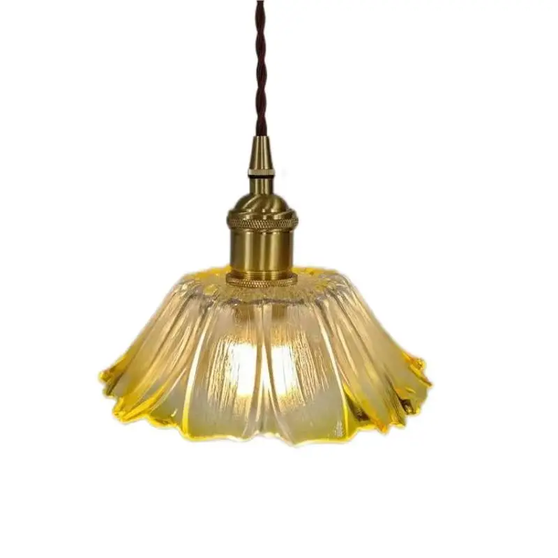 Lotus Retro Glass Pendant Light For...