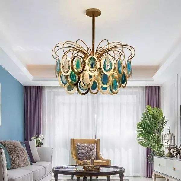 Luxury pendant Slice agate chandelier