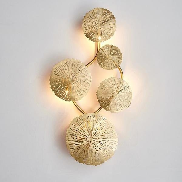 Pure copper lotus leaf wall sconce