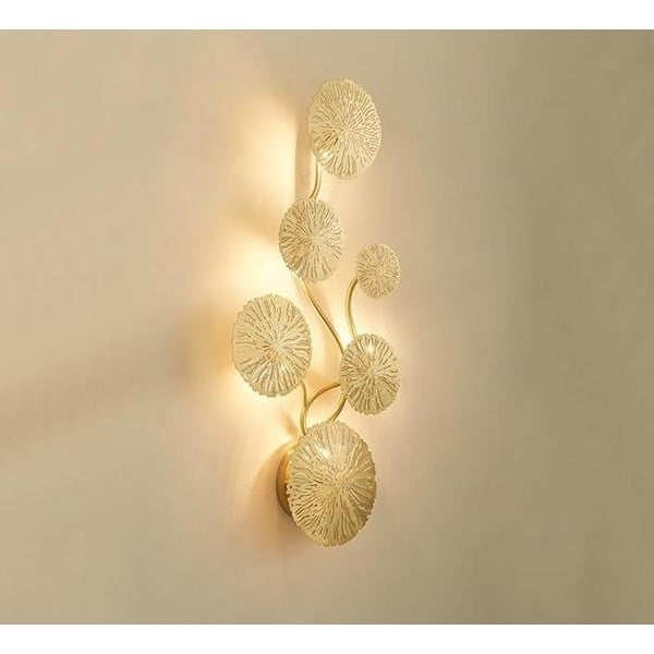 Ren koppar lotus blad vägg lampa