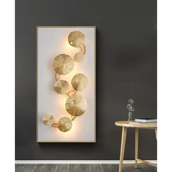 Ren koppar lotus blad vägg lampa