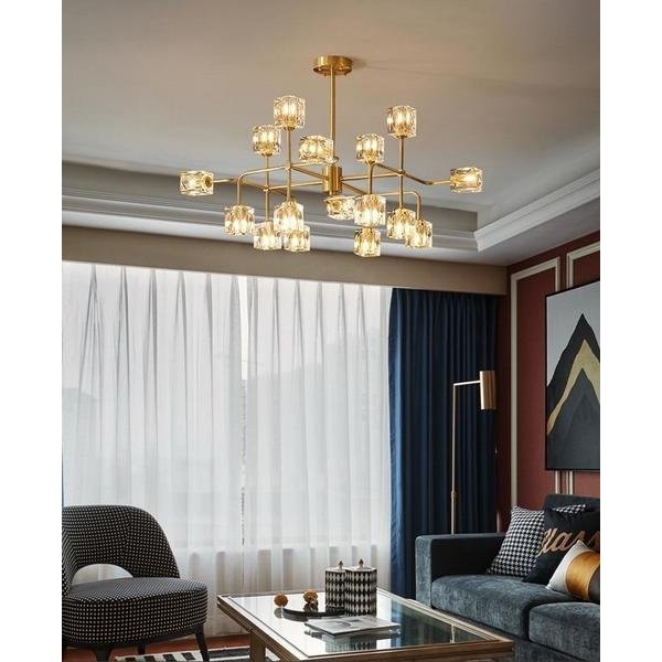 Square Crystal chandelier/Brass crystal chandelier