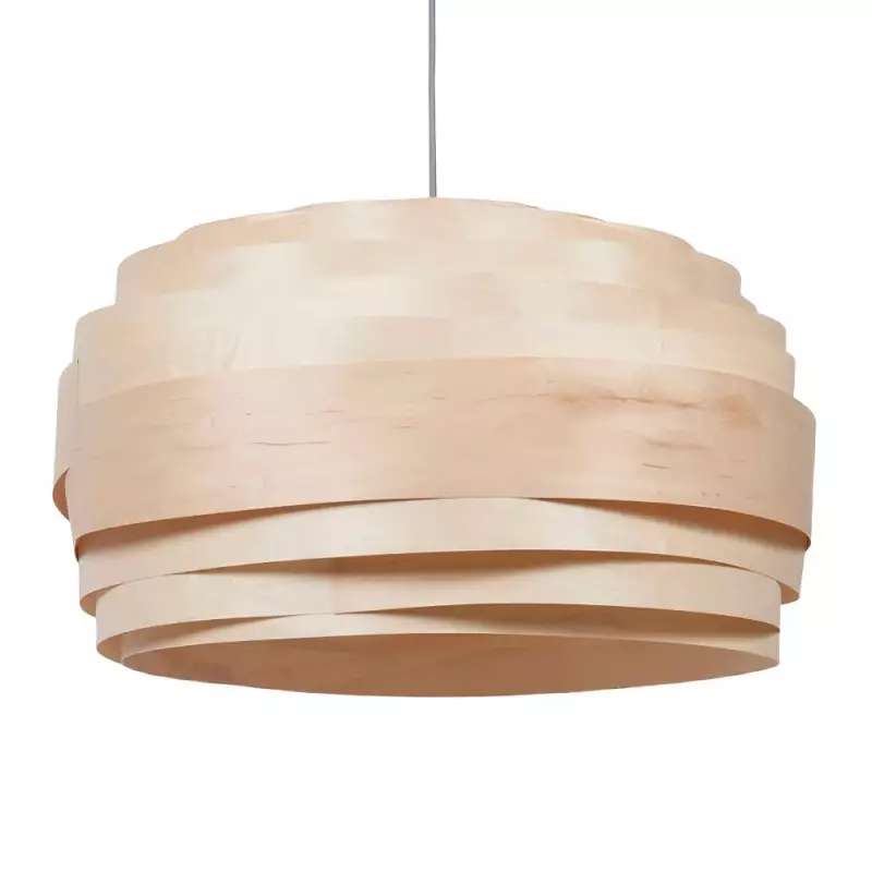 Rustic Wood Drum Veneer Pendant Light...