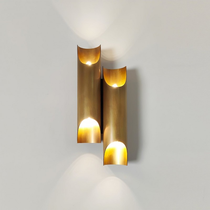 Mosazná dvoutrubková nástěnná lampa K287