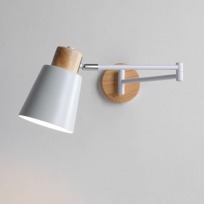 Houten verstelbare wandlamp...