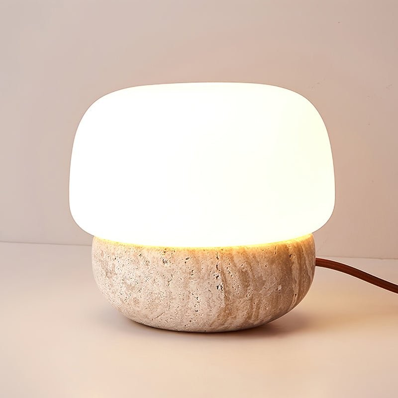 Kulatá stolní travertinová lampa...