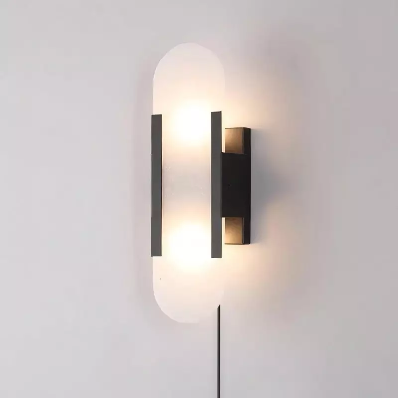 Alabaster Elongated Plug In Wall Lamp...