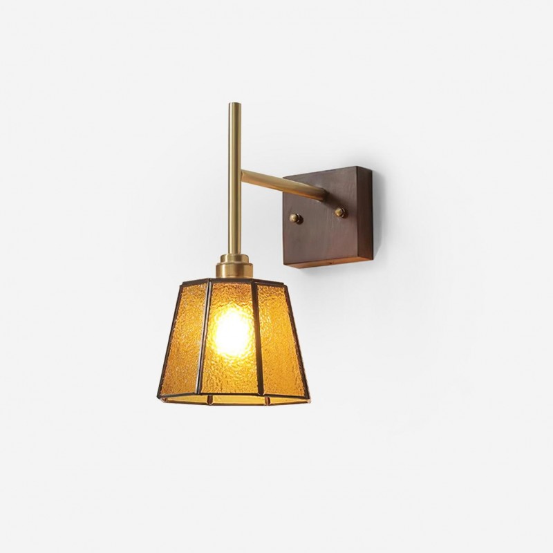 Vintage Brass Walnut Wall Lamp K754