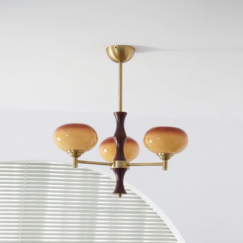 Lustre vintage en verre kaki du...