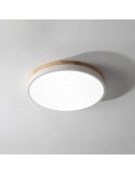 Weiße runde Deckenlampe aus Holz K772