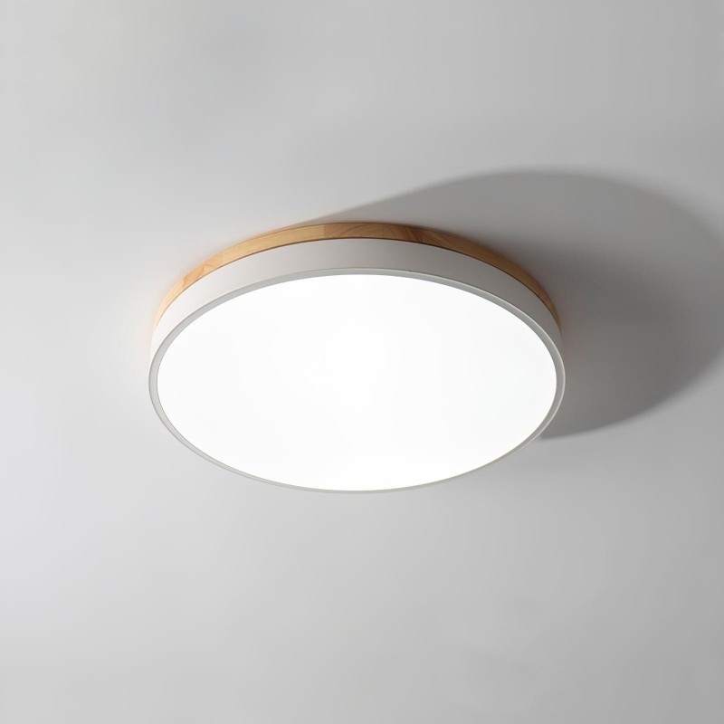 Weiße runde Deckenlampe aus Holz K772