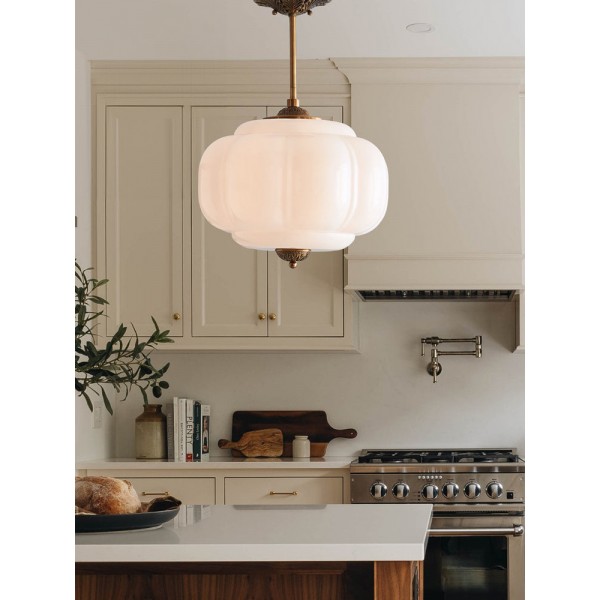 Eloise Vintage Pumpkin Glass Semi-Flush Mount Pendant Light