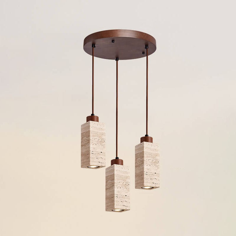 Wabi Sabi Solid Wood Stone Pendant...