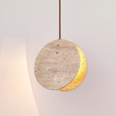 Stone Textured Disc Pendant...