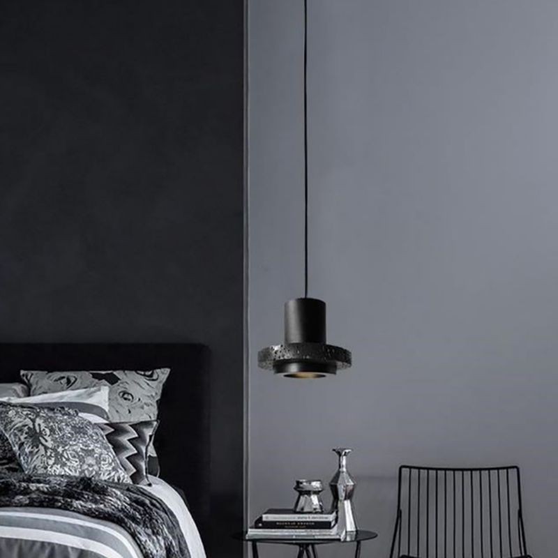 Retro zwarte stenen hanglamp K887