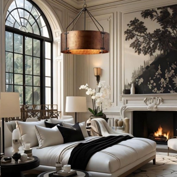 Vintage Brass Drum Pendant Lamp – Aged Metal & Warm Glow