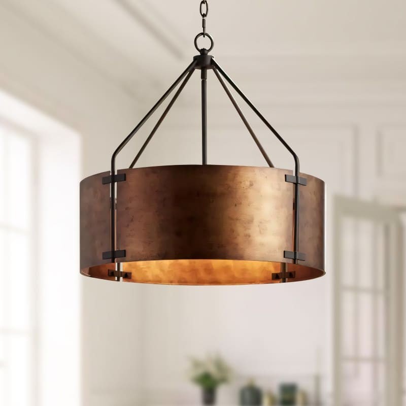 Vintage Brass Drum Pendant Lamp –...