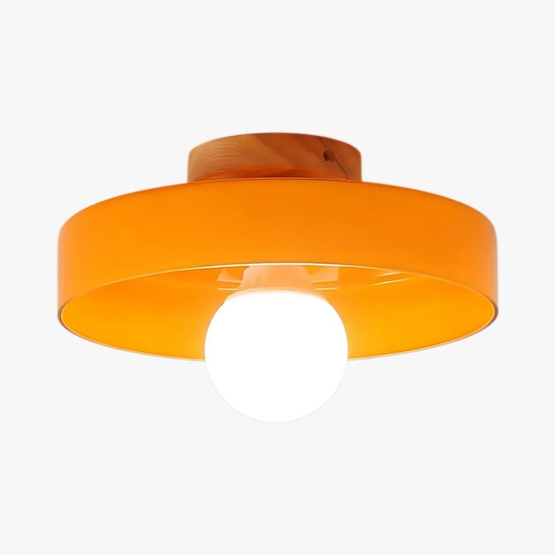 Houten Voet Disc Orb Oranje Glazen...