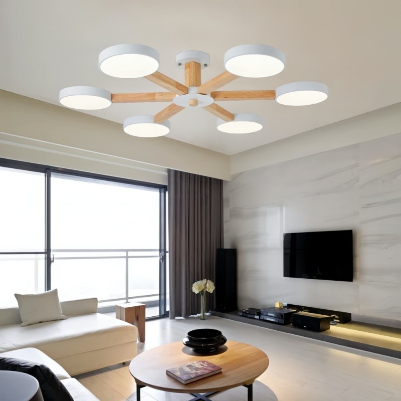 Multiple Round Wood Branched Ceiling Lamp | KIKI Lighting