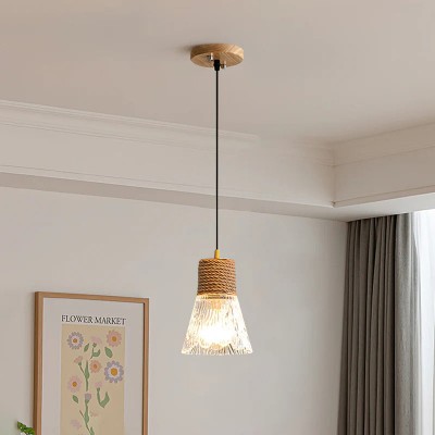 Henneptouw glazen hanglamp...