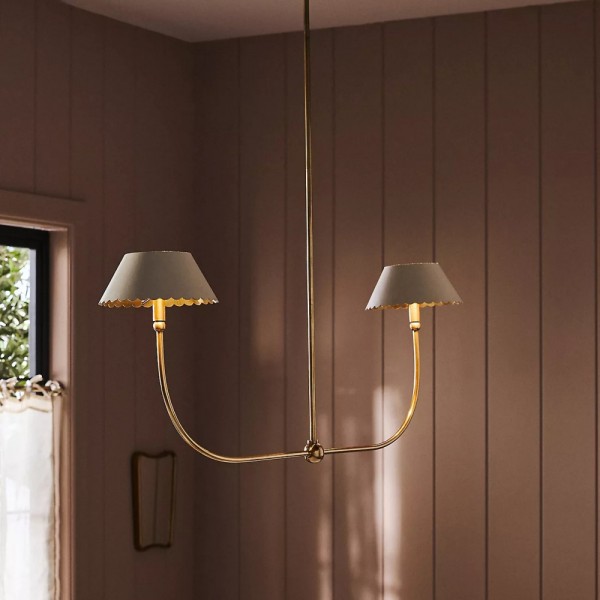 Foldray Scalloped Linear Chandelier - Leather Style for Dining Room