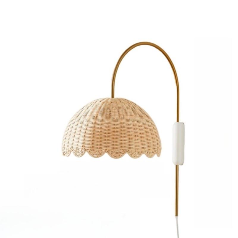 Kinkiet Olvara Scalloped Rattan...