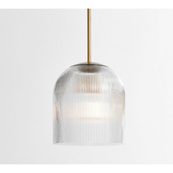 Bravira Ribbed Glass Pendant Light - Elegant Kitchen Island Lamp