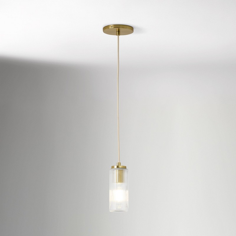 Rivora Fluted Glass Pendant Light – Modern Ribbed Shade