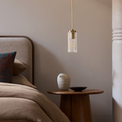 Rivora Fluted Glass Pendant Light – Modern Ribbed Shade 2
