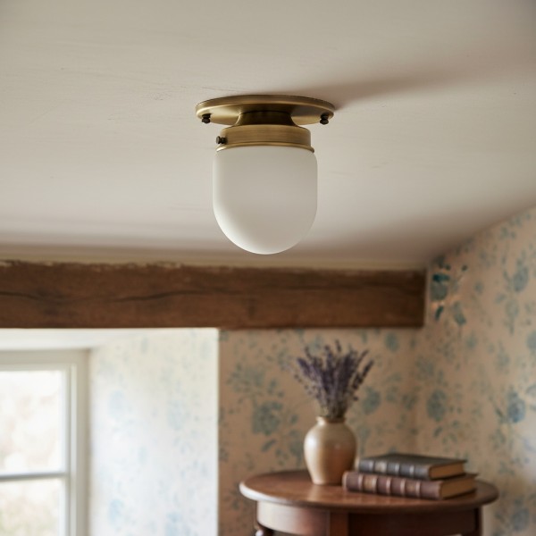 Opalume Glass Flush Mount Ceiling and Wall Light - Art Deco Small Globe Fixture