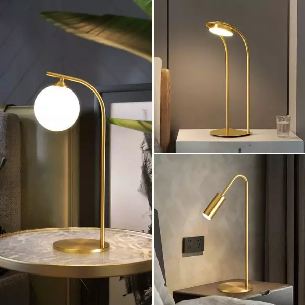 Lámpara de mesa de lujo con luz de cobre