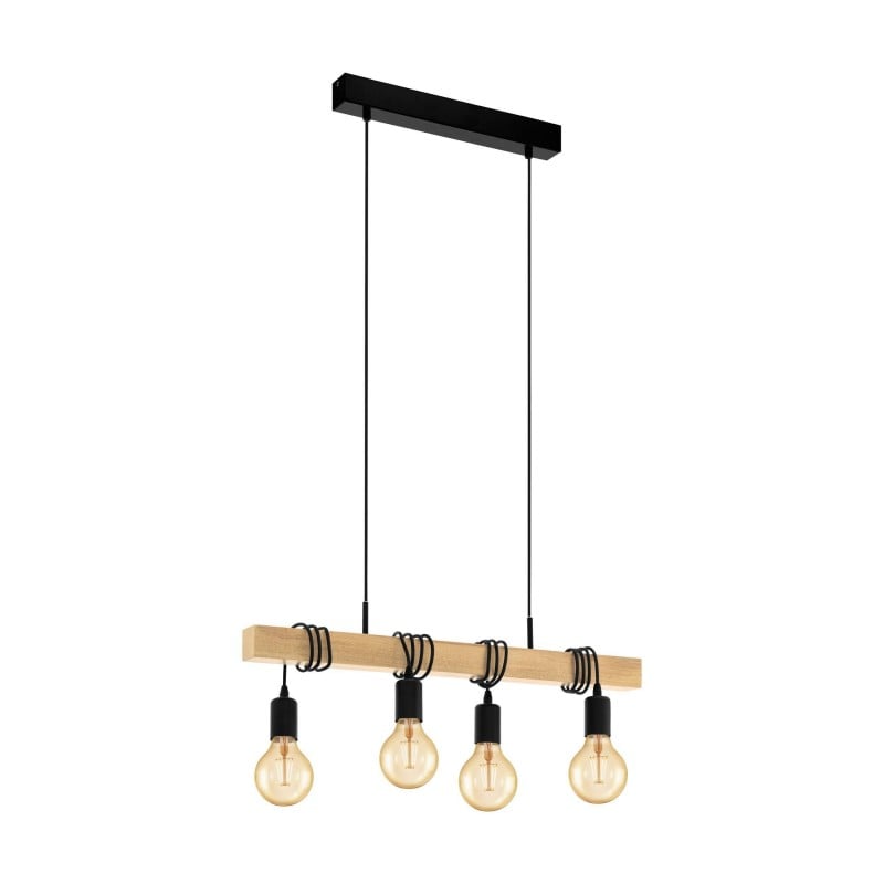 Lampe à suspension en bois à 4 lumières TOWNSHEND