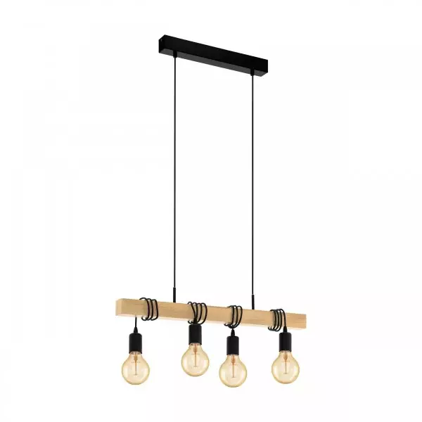 Lámpara colgante de madera con 4 luces TOWNSHEND