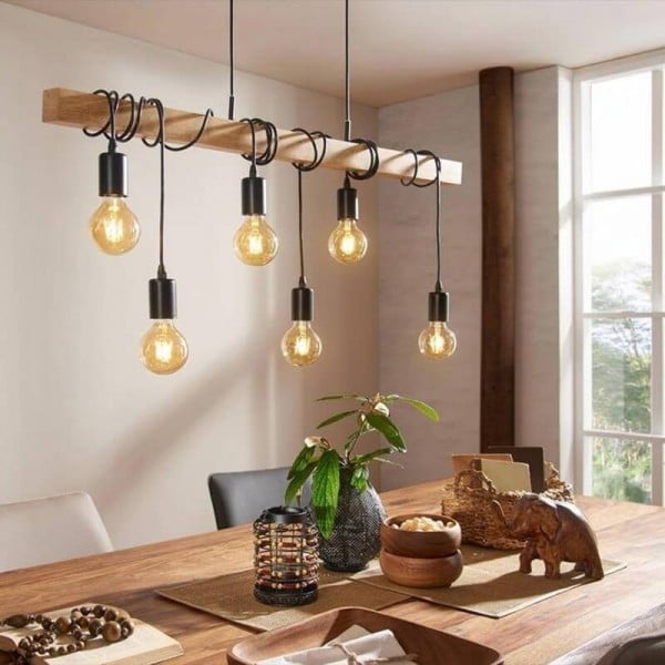 Lampe à suspension en bois à 4 lumières TOWNSHEND