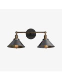 Conique Metal Industrial Wall Sconce with Dual Cone Shades - Vintage Metal Finish K1502