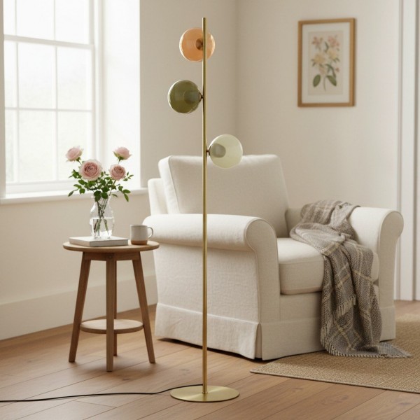 Opal Glass Floor Lamp - Modern Standing Light