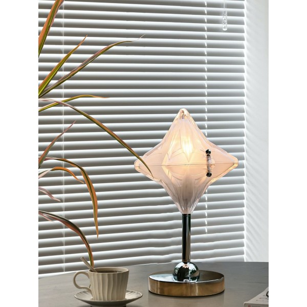 Art Deco Star Table Lamp - Frosted Glass Light for Modern Bedrooms - Astris Lyra