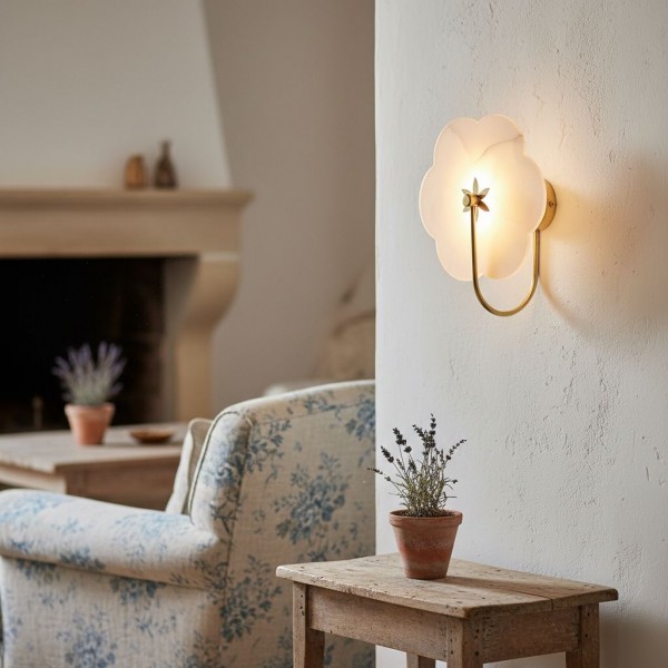 Albi Alabaster Wall Lamp - Carved floral Outlines are Suitable for Living Rooms or Bedrooms K1675