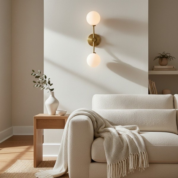 Arden Glass 2 Light Iron Wall Sconce - Modern Curved Design for Bathroom or Hallway K1724