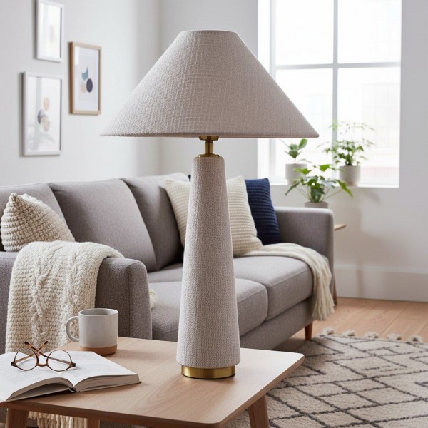 Ceruna Cone Shaded Table Lamp - Elegant Fabric for Living Room and Entryway K1667