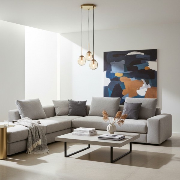 Glissora Hanging Light - Sculptural Cluster Design Tinted Glass and Metal for Entryway K1755