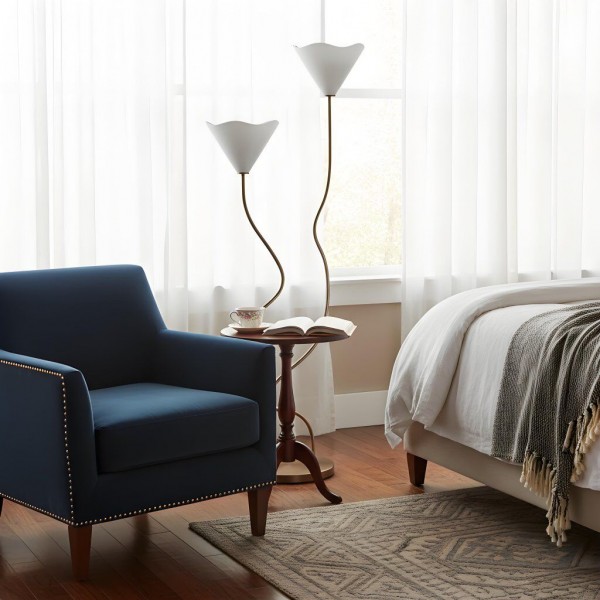 Kysara Floor Lamp - Dual-Stem Floral Design are Suitable for Placement in the Living Room or Bedroom or Study K1650