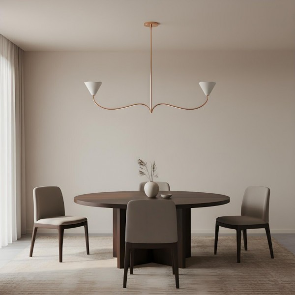 Kysara Linear Chandelier - Curved Lamp Arms and Fabric Shades are Suitable for Living Rooms or Dining Rooms K1653