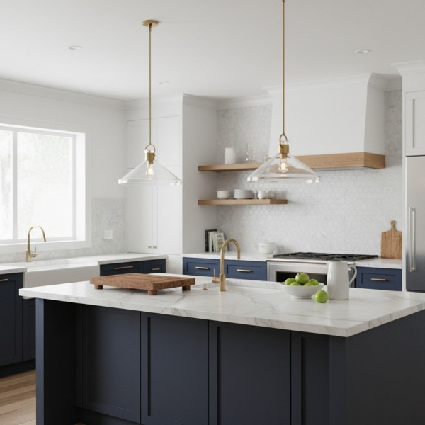 Lirra Clear Glass Industrial Pendant Light - Perfect for Kitchen Island & Dining Room K1731
