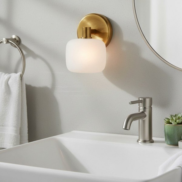 Lirra Frosted Glass Wall Sconce - Modern Minimalist Metal-Finish for Bathroom or Dressing Table K1714