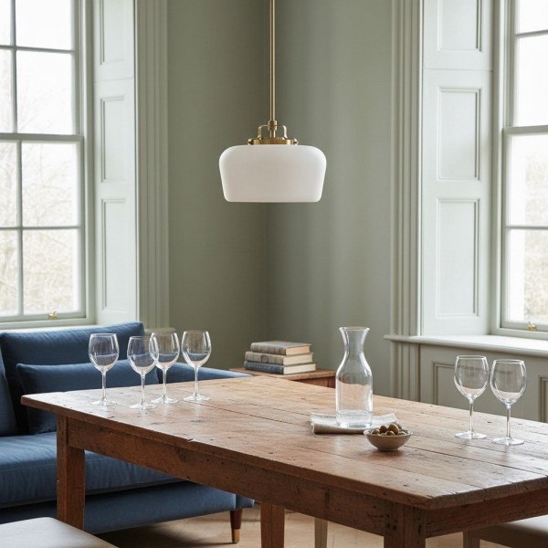 Lirra Opal Glass Pendant Light - Modern Adjustable Metal Drop for Kitchen and Dining K1730