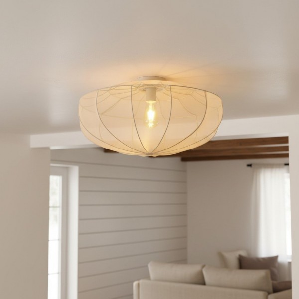 Lumifil Draped Mesh Ceiling Light - Boho Rustic Textured Shade Lamp for Living Room or Bedroom K1723
